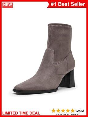 Anne Klein Paidge Ankle Bootie Block Heel PU Leather Boot